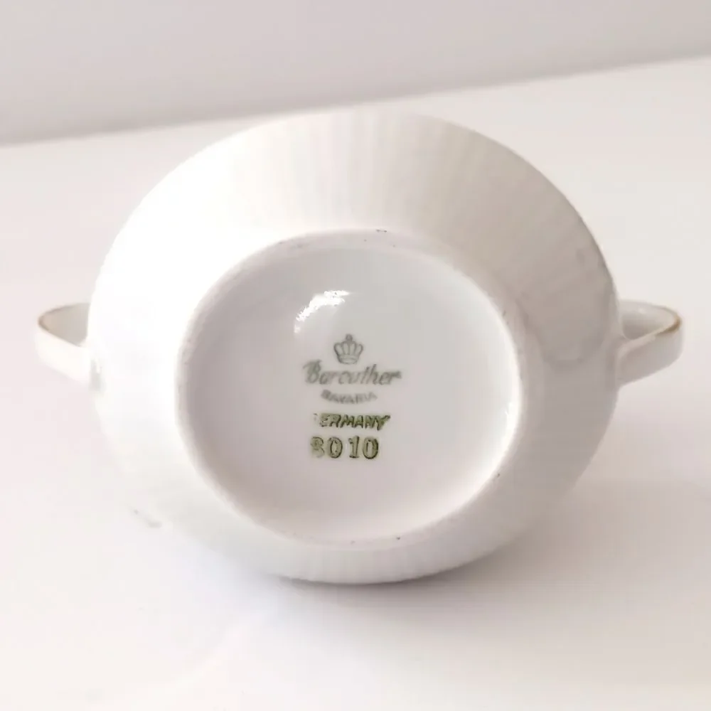 Bareuther Germany Porcelain Sugar Bowl Horse Carriage Street Scene‎ 8010 Vintage